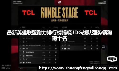 最新英雄联盟耐力排行榜揭晓JDG战队强势领跑前十名